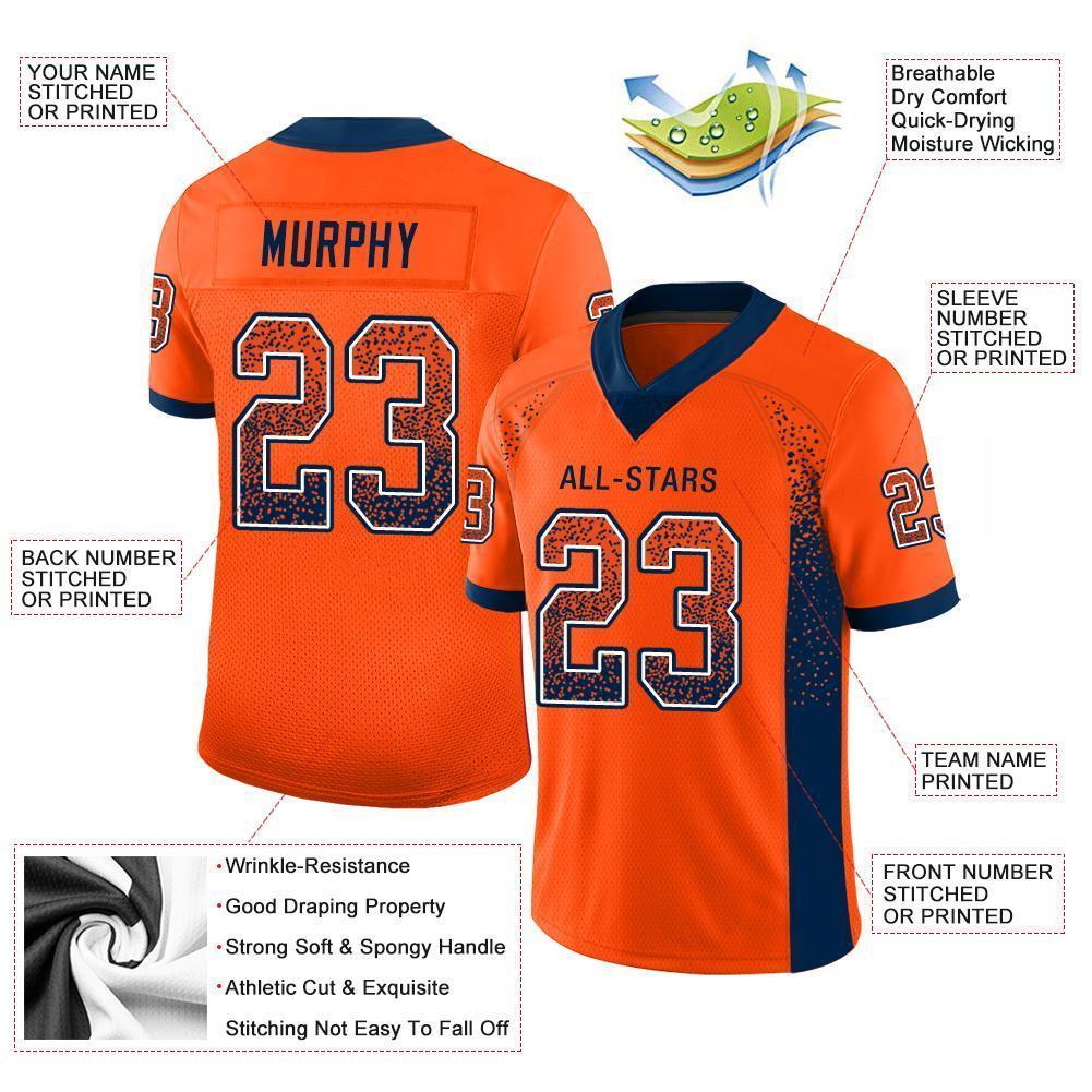 Custom Orange Navy-White Drift Fashion Football Jersey view 3