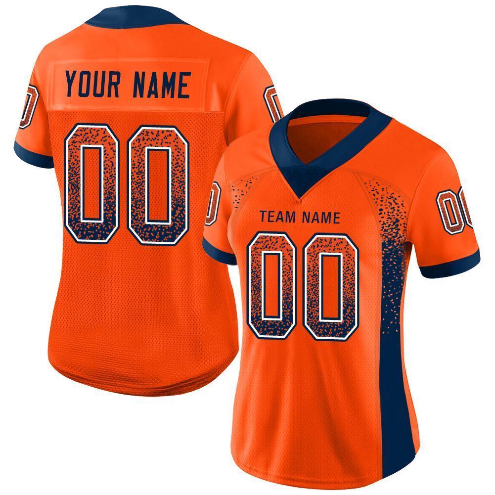 Custom Orange Navy-White Drift Fashion Football Jersey view 2