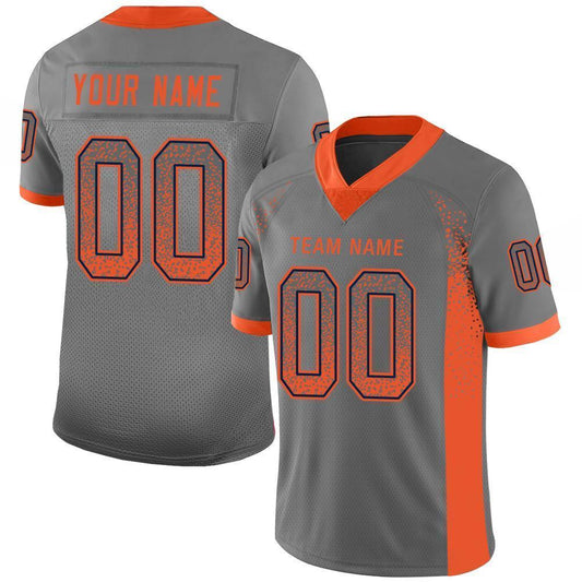 Custom Gray Orange-Navy Drift Fashion Football Jersey - Main View