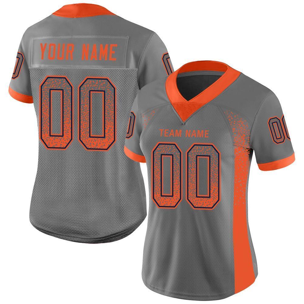 Custom Gray Orange-Navy Drift Fashion Football Jersey view 2