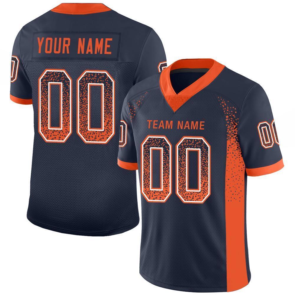 Custom Navy Orange-White Drift Fashion Football Jersey - Main View