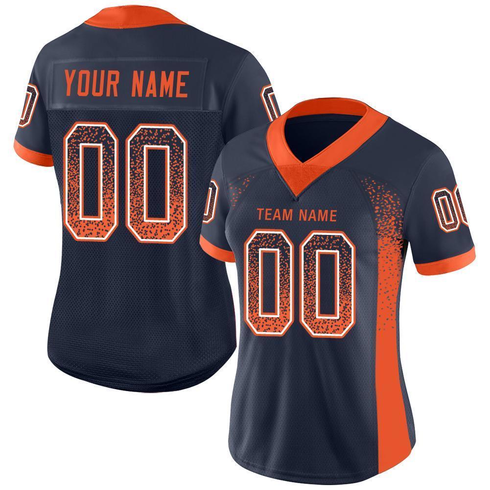 Custom Navy Orange-White Drift Fashion Football Jersey view 2
