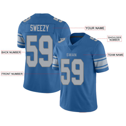 Custom D.Lions Stitched American Football Jerseys Personalize Birthday Gifts Blue Jersey view 2