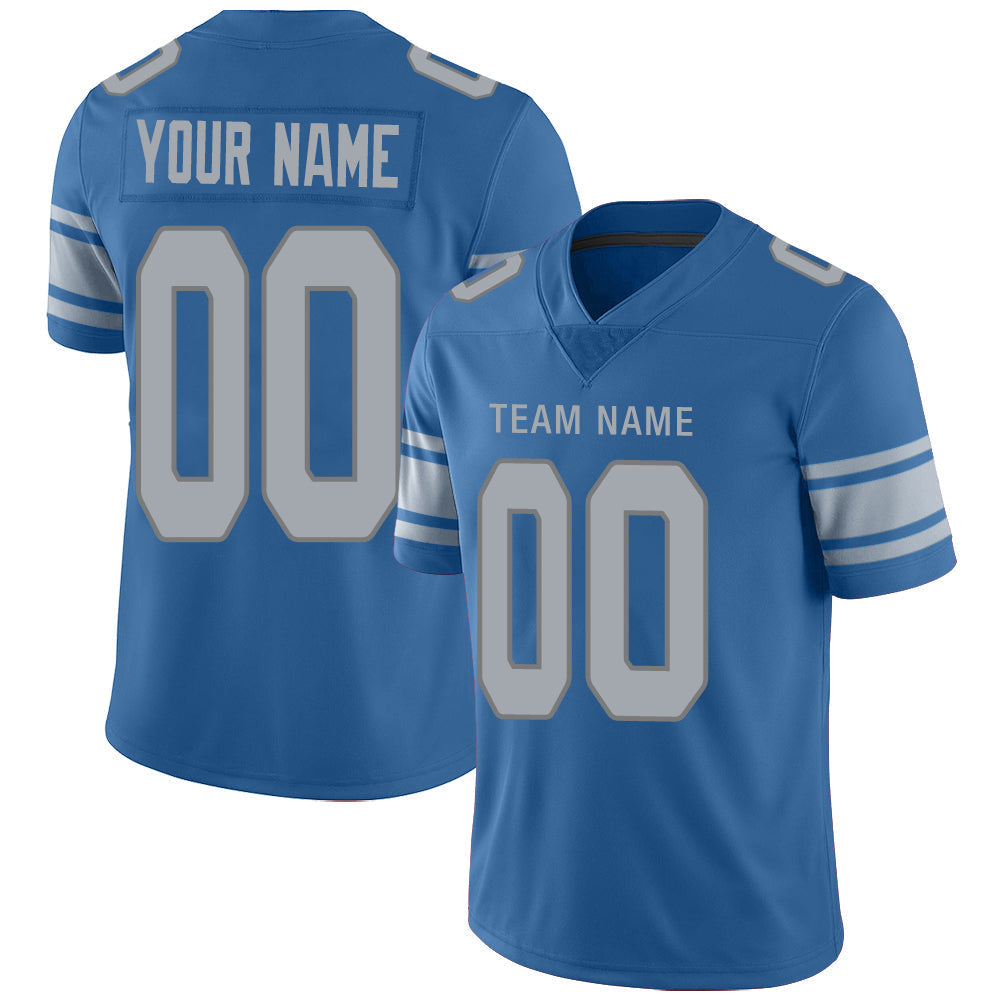 Custom D.Lions Stitched American Football Jerseys Personalize Birthday Gifts Blue Jersey - Main View