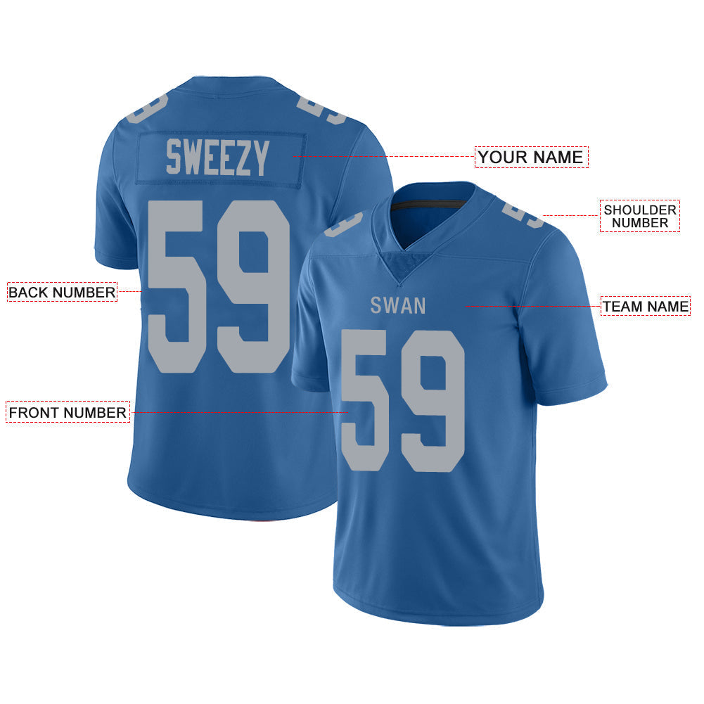 Custom D.Lions Stitched American Football Jerseys Personalize Birthday Gifts Blue Jersey view 2