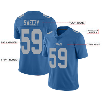 Custom D.Lions Stitched American Football Jerseys Personalize Birthday Gifts Blue Jersey view 2