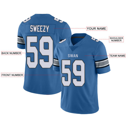 Custom D.Lions  Stitched American Jerseys Personalize Birthday Gifts Blue Football Jersey view 2