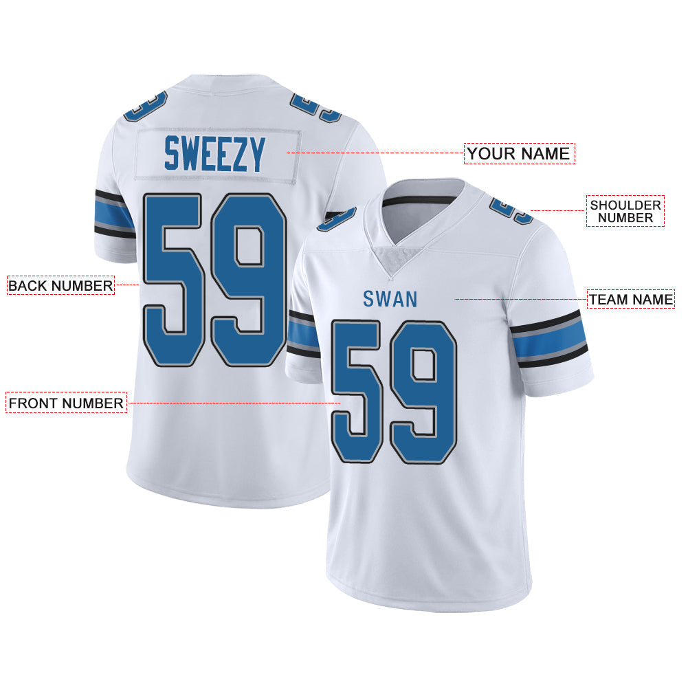 Custom D.Lions Stitched American Football Jerseys Personalize Birthday Gifts White Jersey view 2