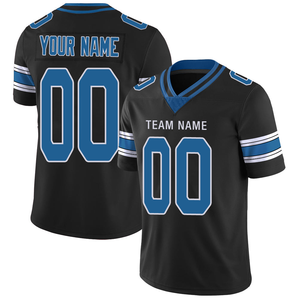 Custom D.Lions Stitched American Football Jerseys Personalize Birthday Gifts Black Jersey - Main View