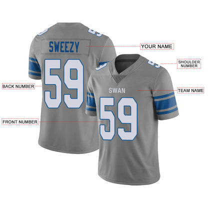 Custom D.Lions Stitched American Football Jerseys Personalize Birthday Gifts Grey Jersey view 2