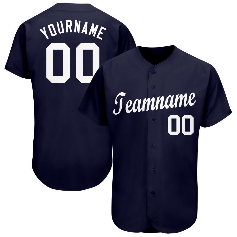 Custom Navy White Baseball Jersey - Main View