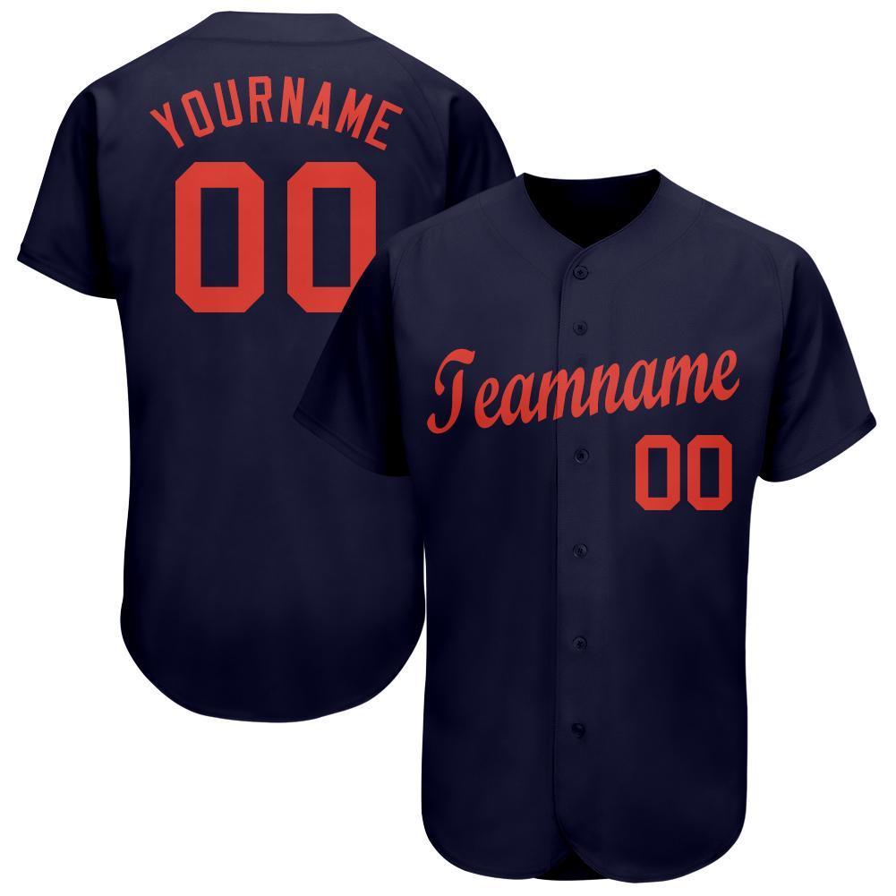 Custom Navy Orange Baseball Jersey - Main View
