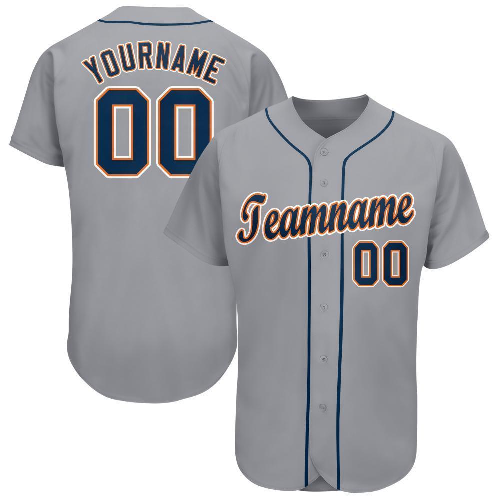 Custom Gray Navy-Orange Baseball Jersey - Main View