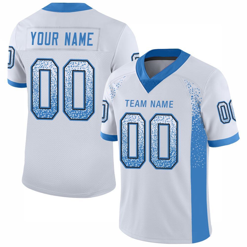 Custom White Powder Blue-Black Drift Fashion Football Jersey - Main View