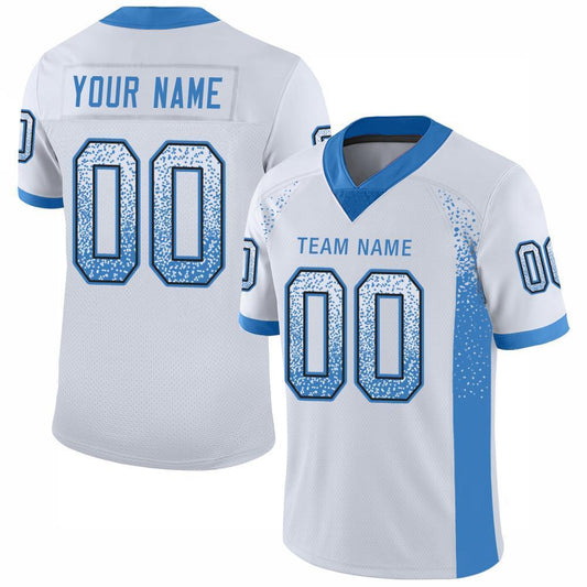 Custom White Powder Blue-Black Drift Fashion Football Jersey - Main View