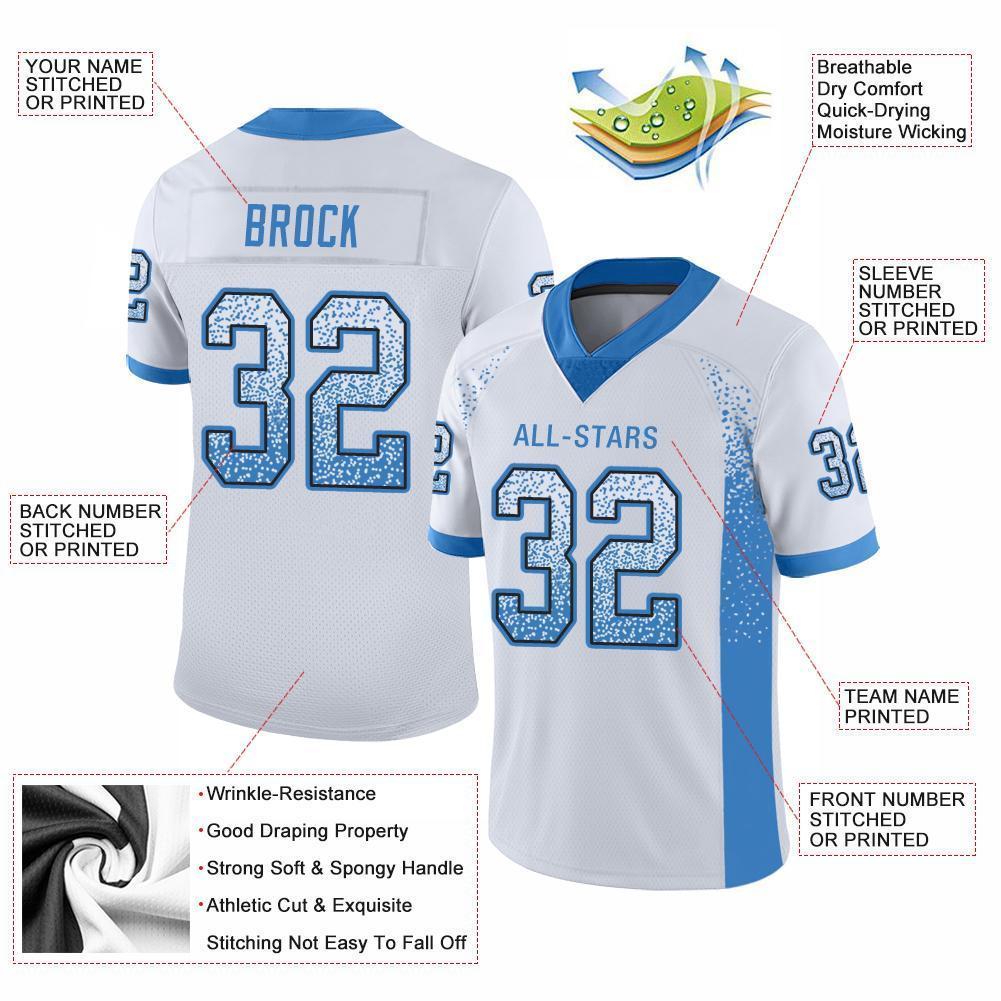Custom White Powder Blue-Black Drift Fashion Football Jersey view 3