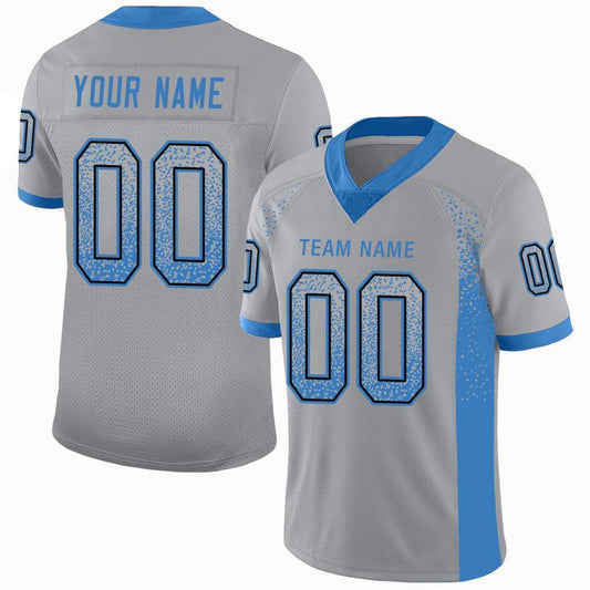 Custom Light Gray Powder Blue-Black Drift Fashion Football Jersey - Main View