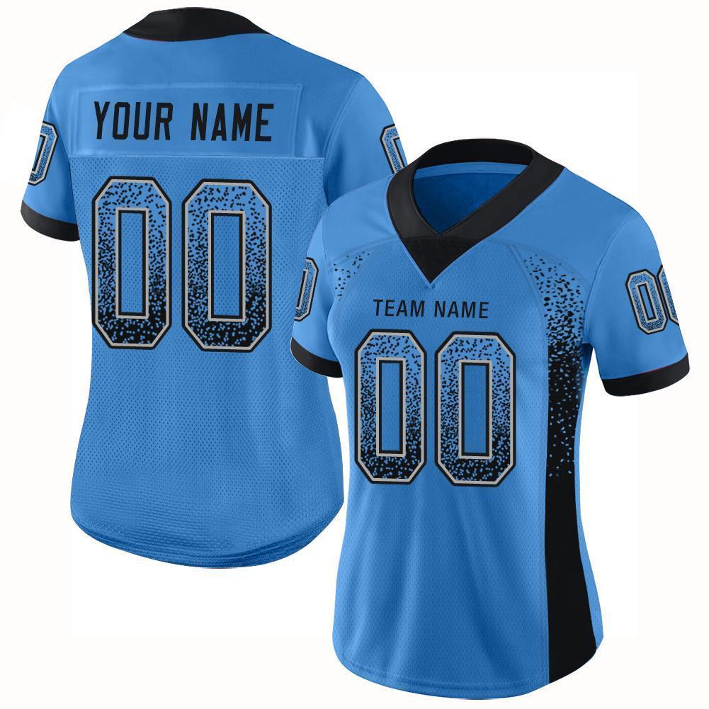 Custom Powder Blue Black-Gray Drift Fashion Football Jersey view 2