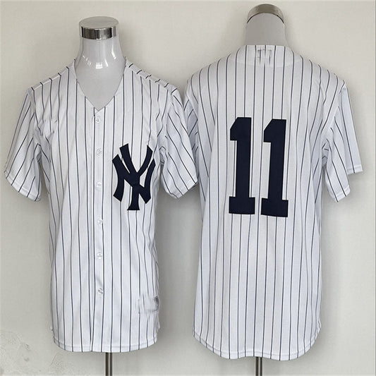 New York Yankees #11 White Home Replica Player Name Jersey Baseball Jerseys - Main View