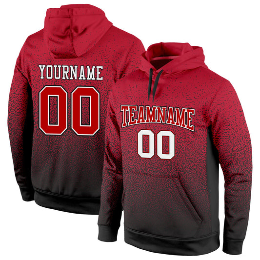 Custom Stitched Black Red-White Fade Fashion Sports Pullover Sweatshirt Hoodie - Main View