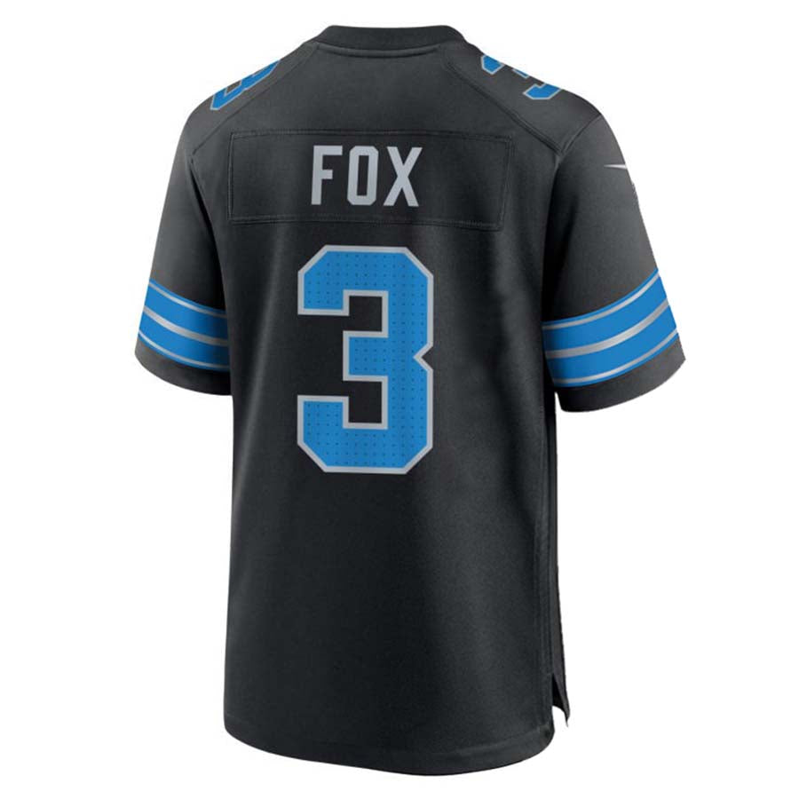 D.Lions #3 Jack Fox Black Alternate Game American Football Jerseys - Main View