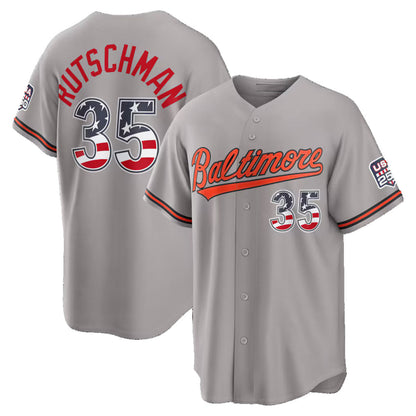 Baltimore Orioles #35 Adley Rutschman USA 250 Fourth of July Road Stadium Jersey - Gray Tailgate Goods - Main View