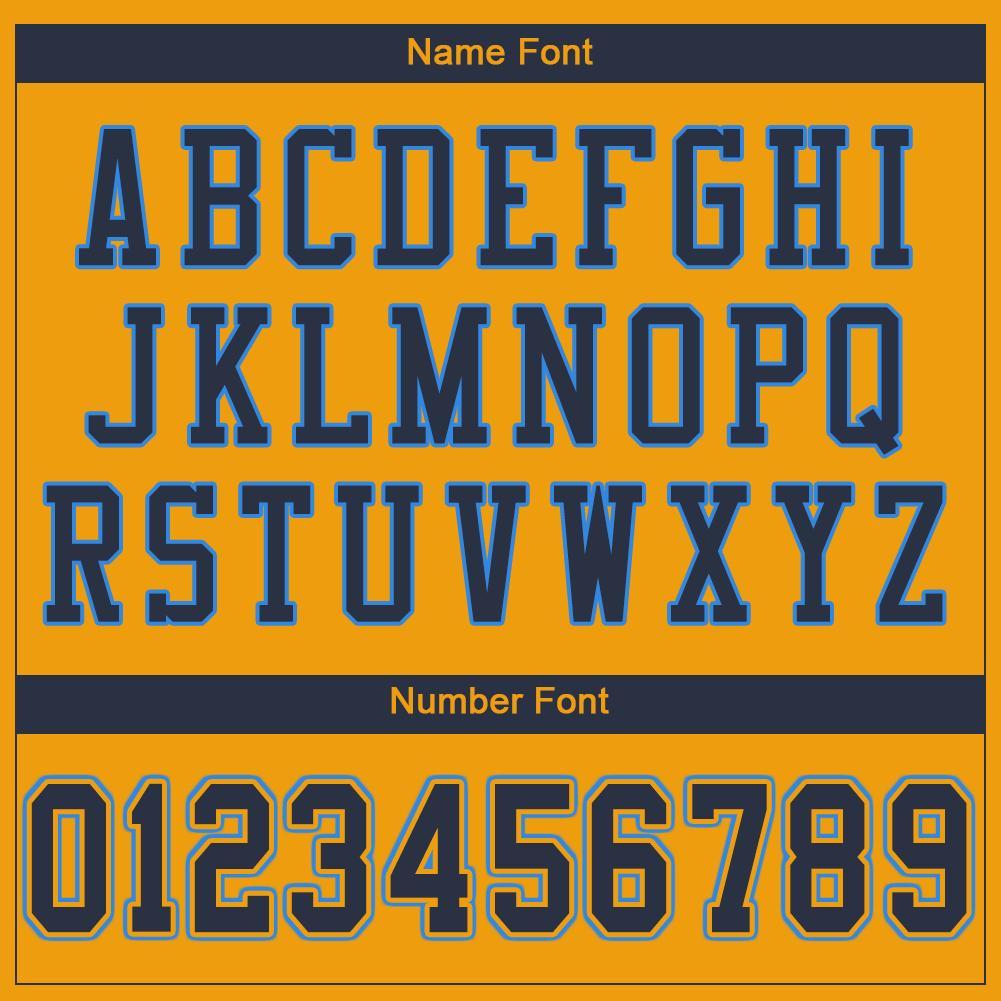 Custom Gold Navy-Powder Blue Mesh Authentic Football Jersey view 5