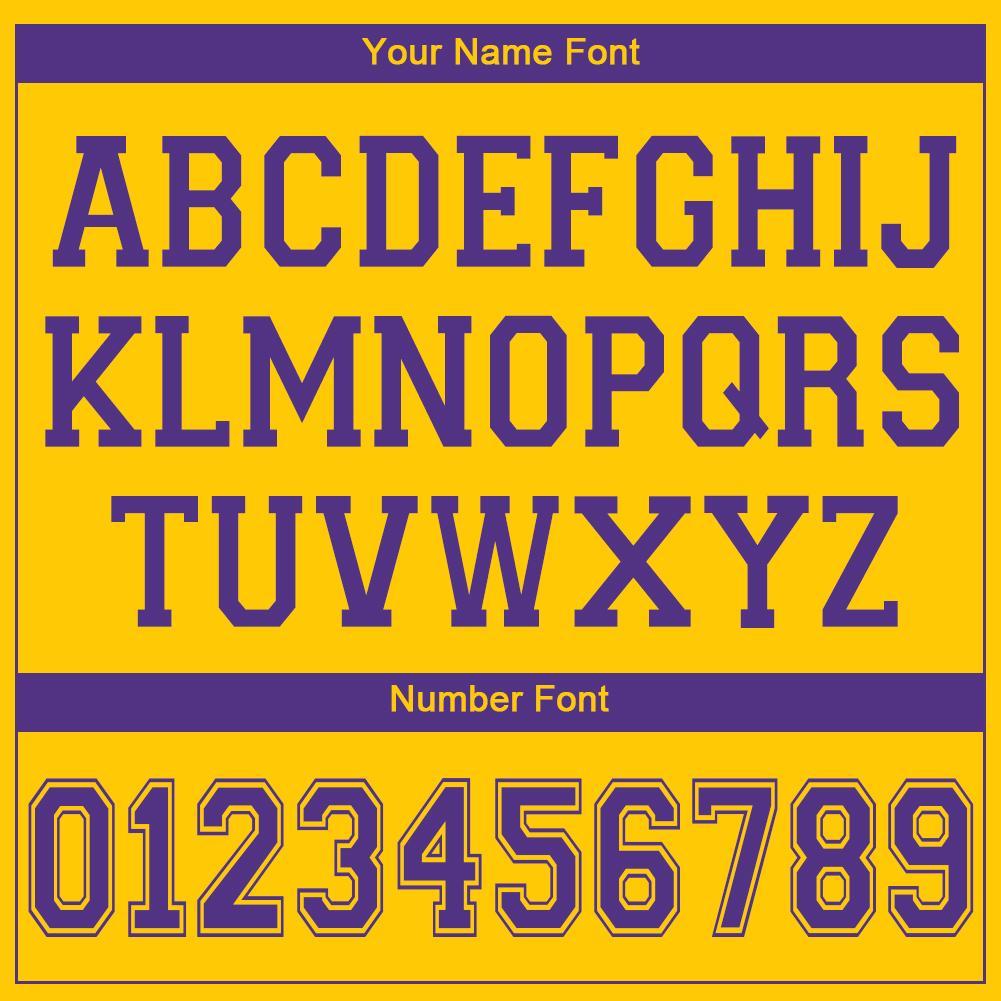 Custom Gold Purple V-Neck Basketball Jersey view 3