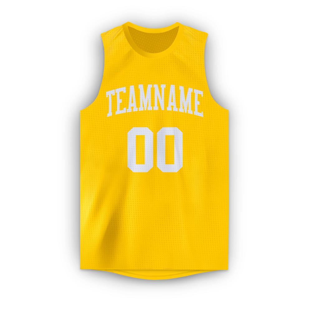 Custom Gold White Round Neck Basketball Jersey view 5