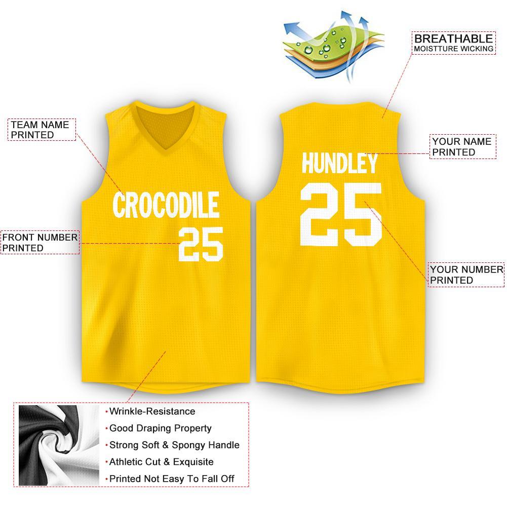 Custom Gold White V-Neck Basketball Jersey view 2