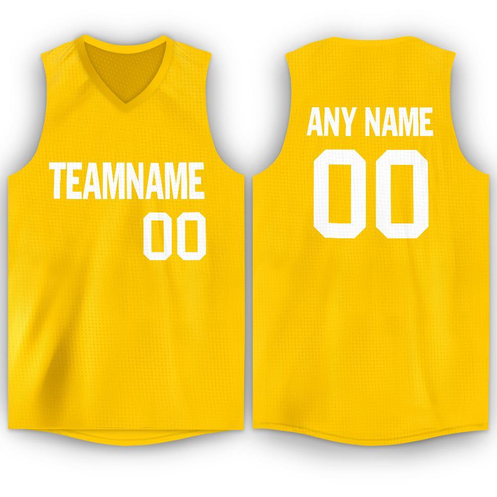 Custom Gold White V-Neck Basketball Jersey - Main View