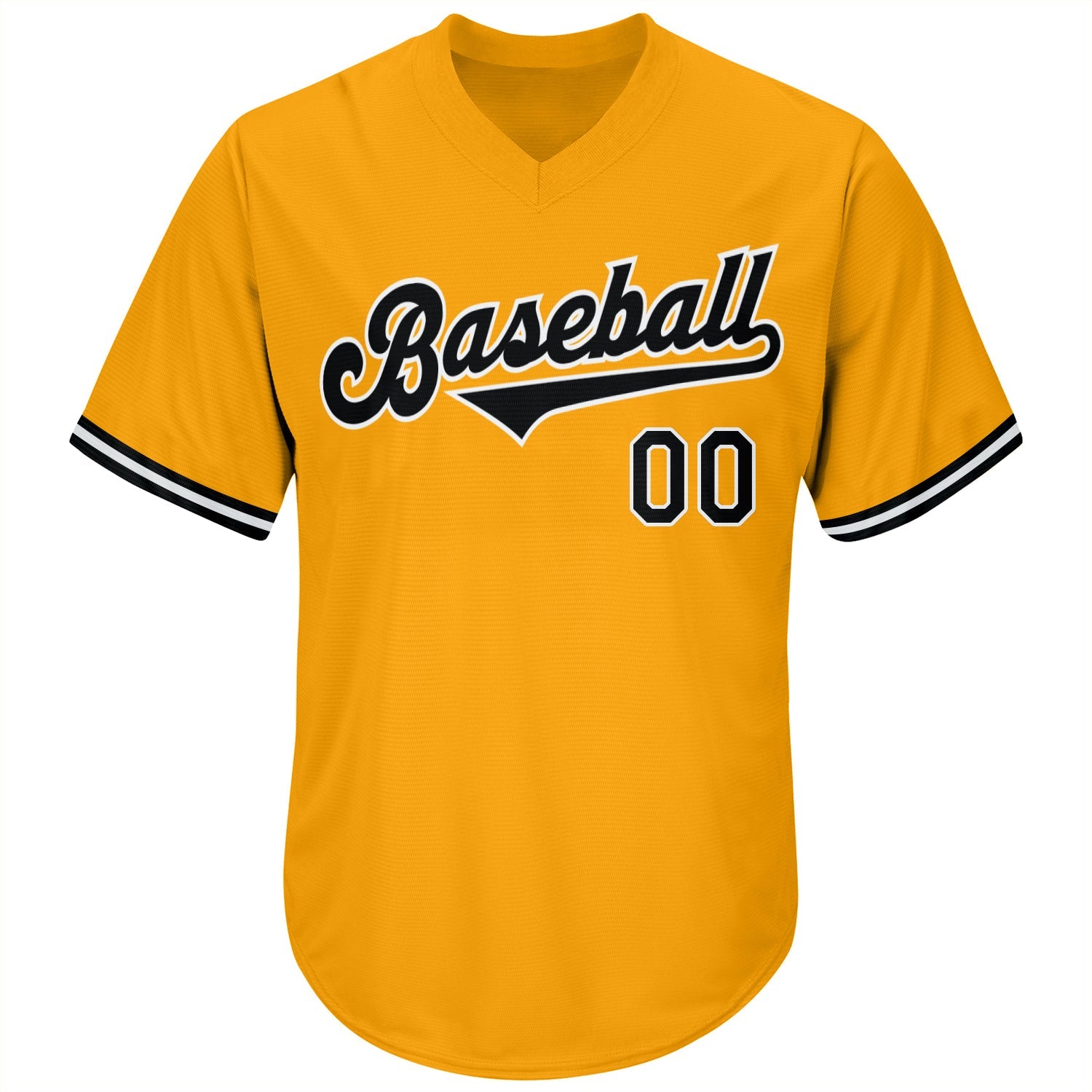 Custom Gold Black-White Authentic Throwback Rib-Knit Baseball Jersey Shirt view 2