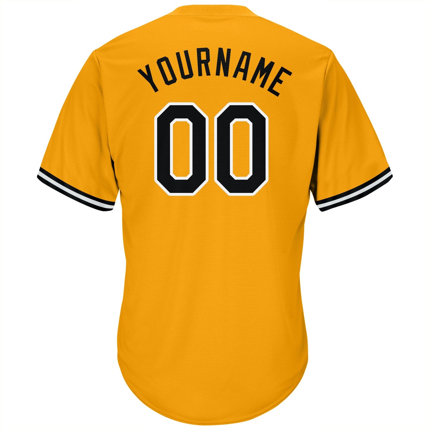 Custom Gold Black-White Authentic Throwback Rib-Knit Baseball Jersey Shirt view 3