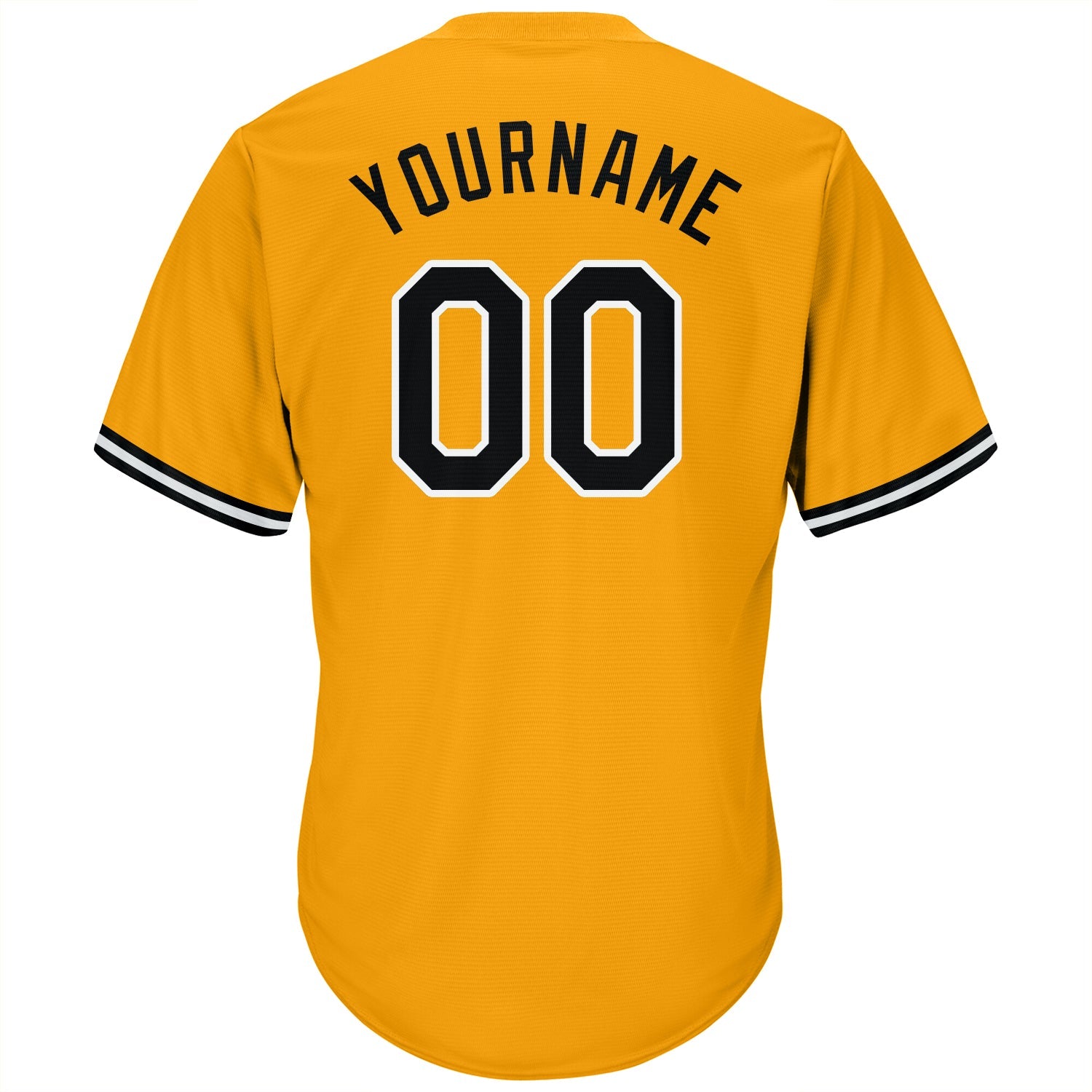 Custom Gold Black-White Authentic Throwback Rib-Knit Baseball Jersey Shirt view 3