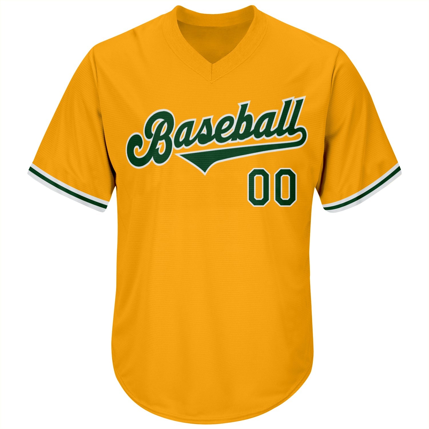 Custom Gold Green-White Authentic Throwback Rib-Knit Baseball Jersey Shirt view 2