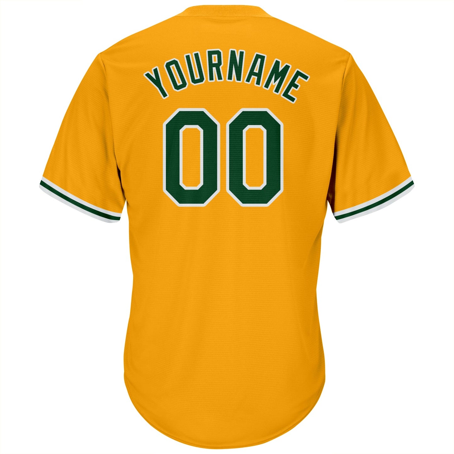 Custom Gold Green-White Authentic Throwback Rib-Knit Baseball Jersey Shirt view 3