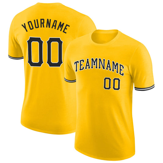 Custom Gold Black-White Performance T-Shirt - Main View