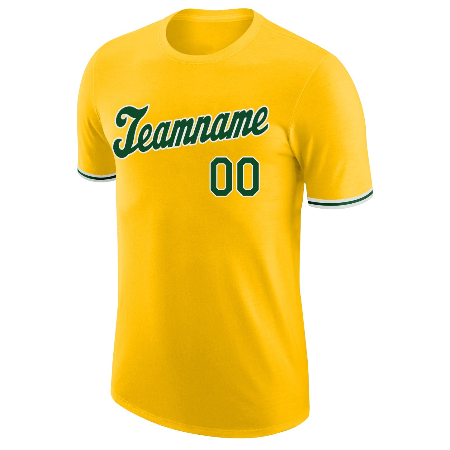 Custom Gold Green-White Performance T-Shirt view 5