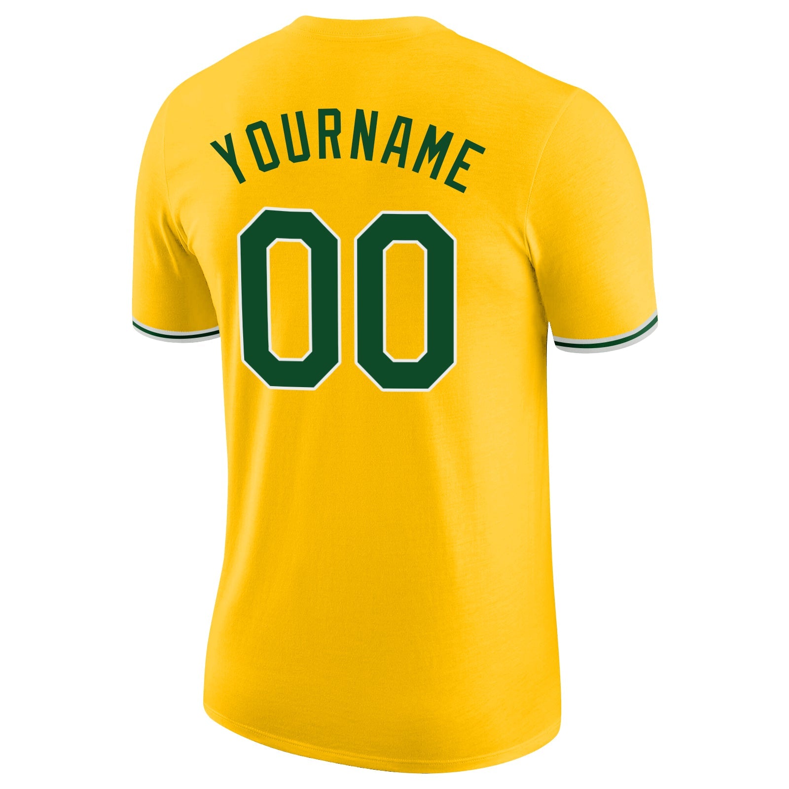 Custom Gold Green-White Performance T-Shirt view 6