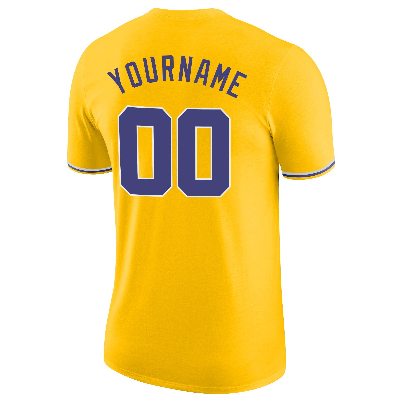Custom Gold Purple-White Performance T-Shirt view 6