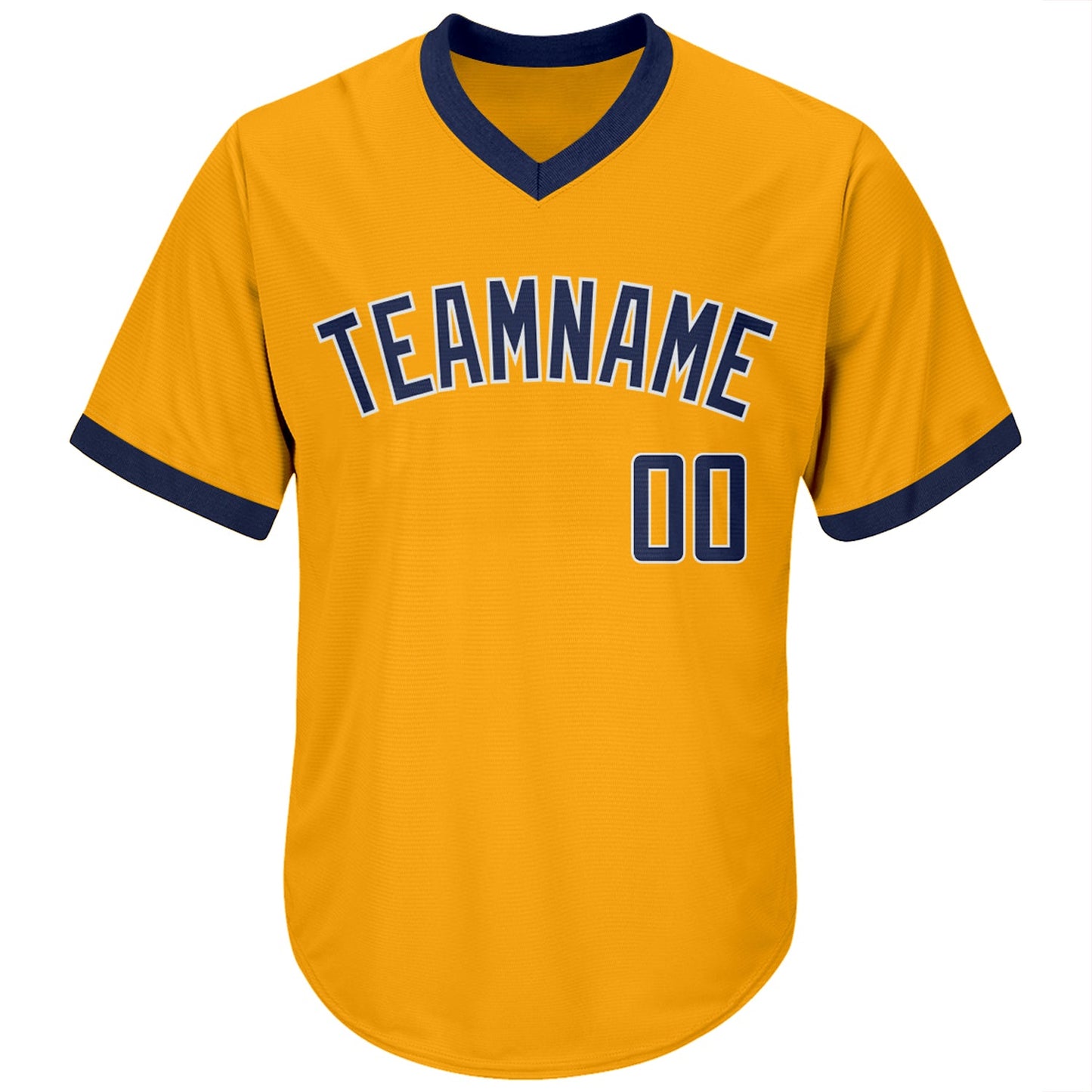 Custom Gold Navy-White Authentic Throwback Rib-Knit Baseball Jersey Shirt view 2