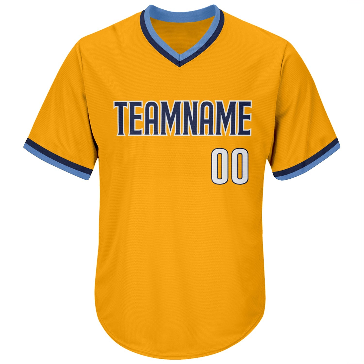 Custom Gold White-Navy Authentic Throwback Rib-Knit Baseball Jersey Shirt view 2