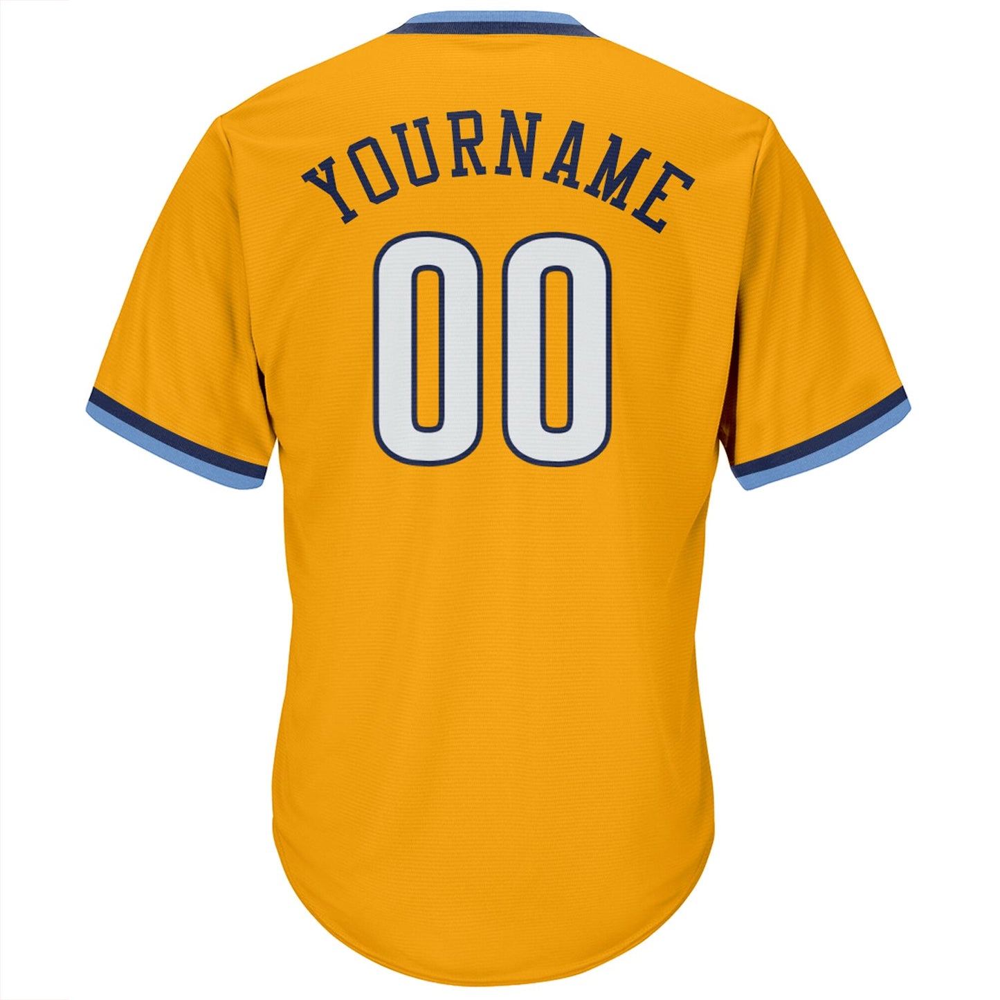 Custom Gold White-Navy Authentic Throwback Rib-Knit Baseball Jersey Shirt view 3
