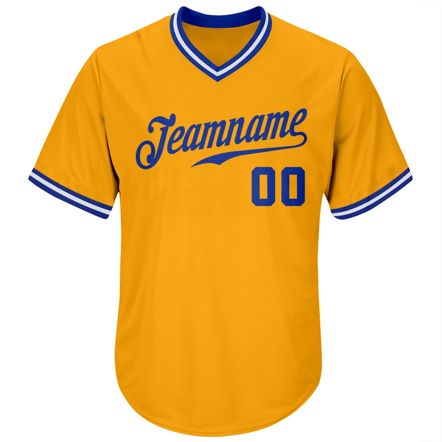 Custom Gold Royal-White Authentic Throwback Rib-Knit Baseball Jersey Shirt view 3