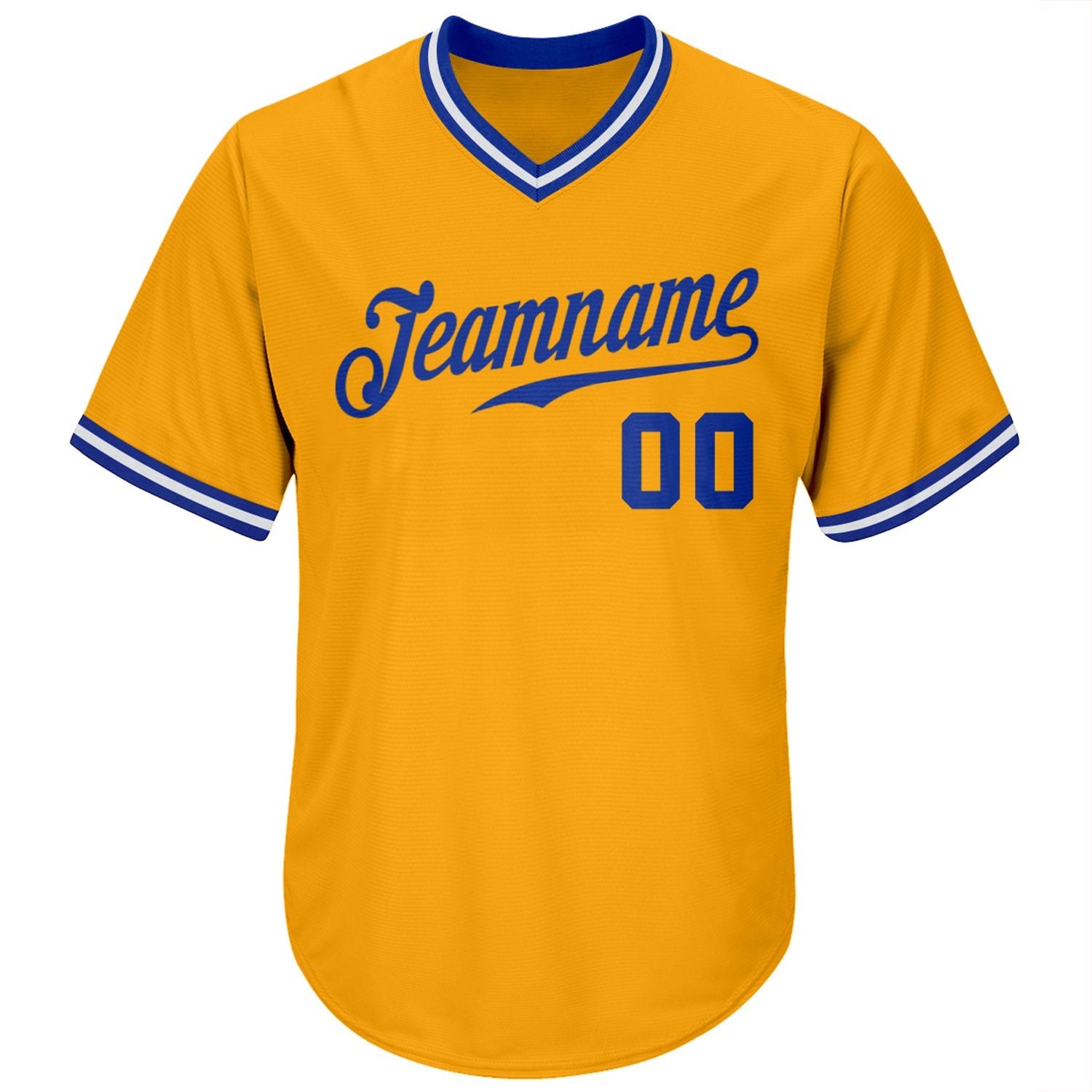Custom Gold Royal-White Authentic Throwback Rib-Knit Baseball Jersey Shirt view 3