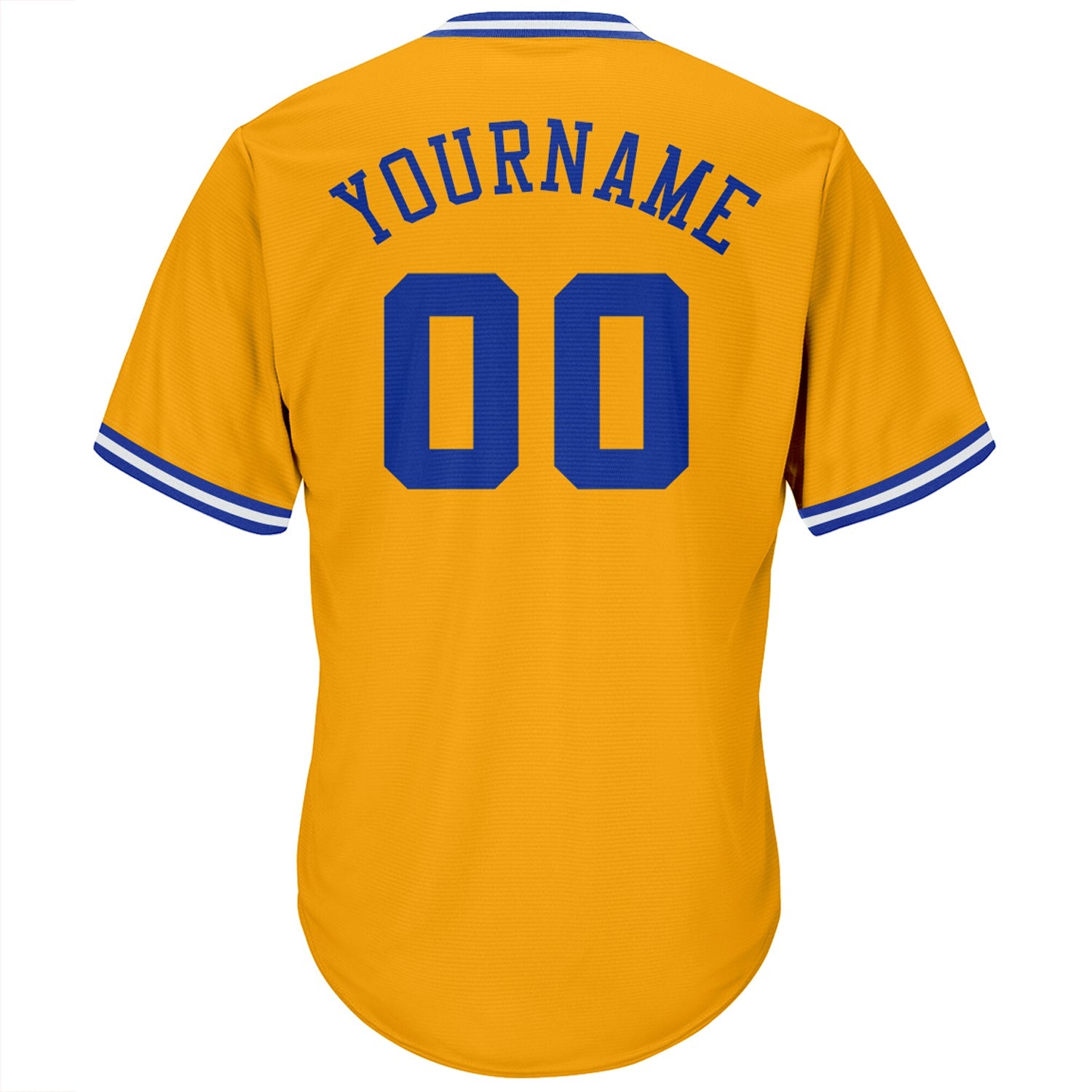 Custom Gold Royal-White Authentic Throwback Rib-Knit Baseball Jersey Shirt view 4