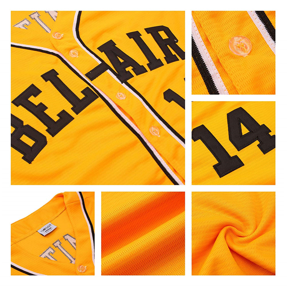 Custom Gold Green-White Authentic Baseball Jersey view 6