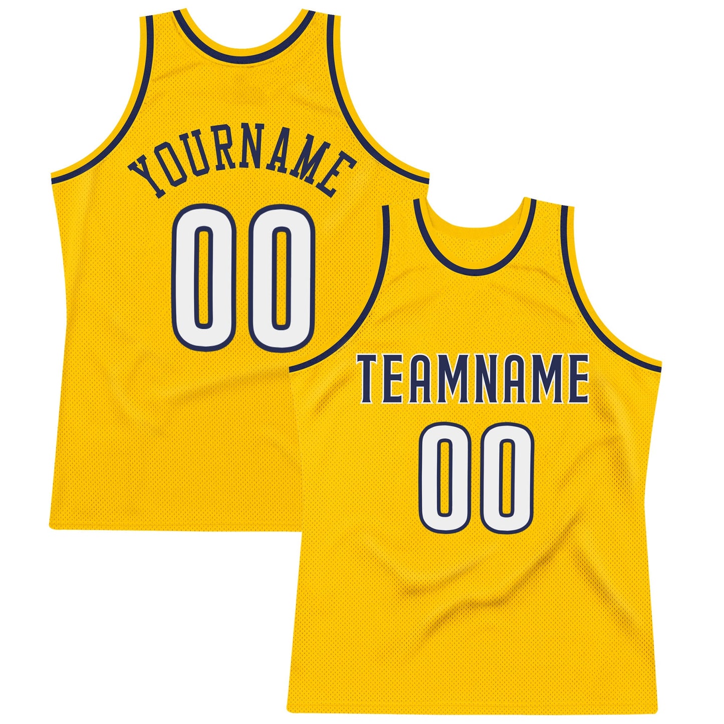 Custom Gold White-Navy Authentic Throwback Basketball Jersey - Main View