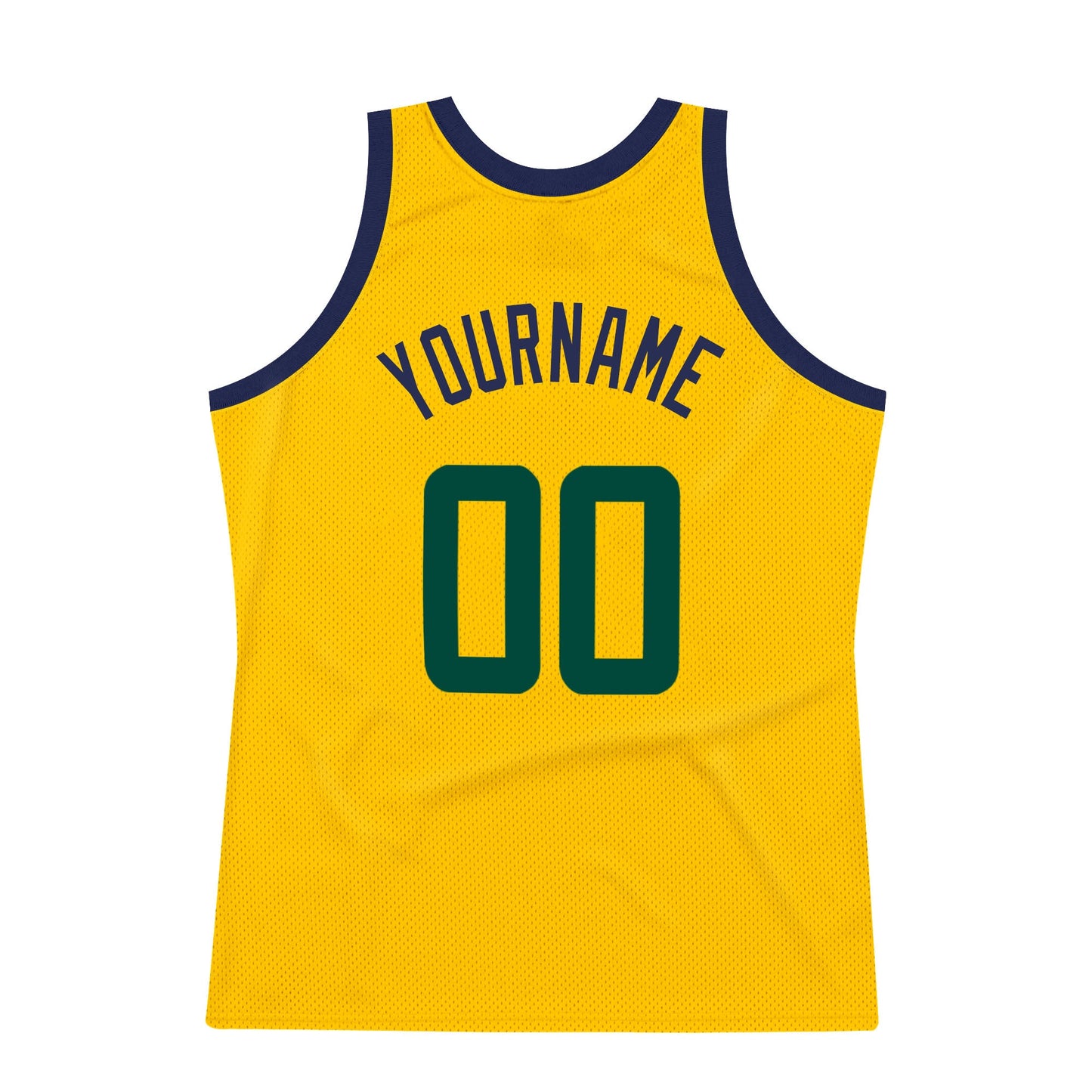 Custom Gold Hunter Green-Navy Authentic Throwback Basketball Jersey view 6