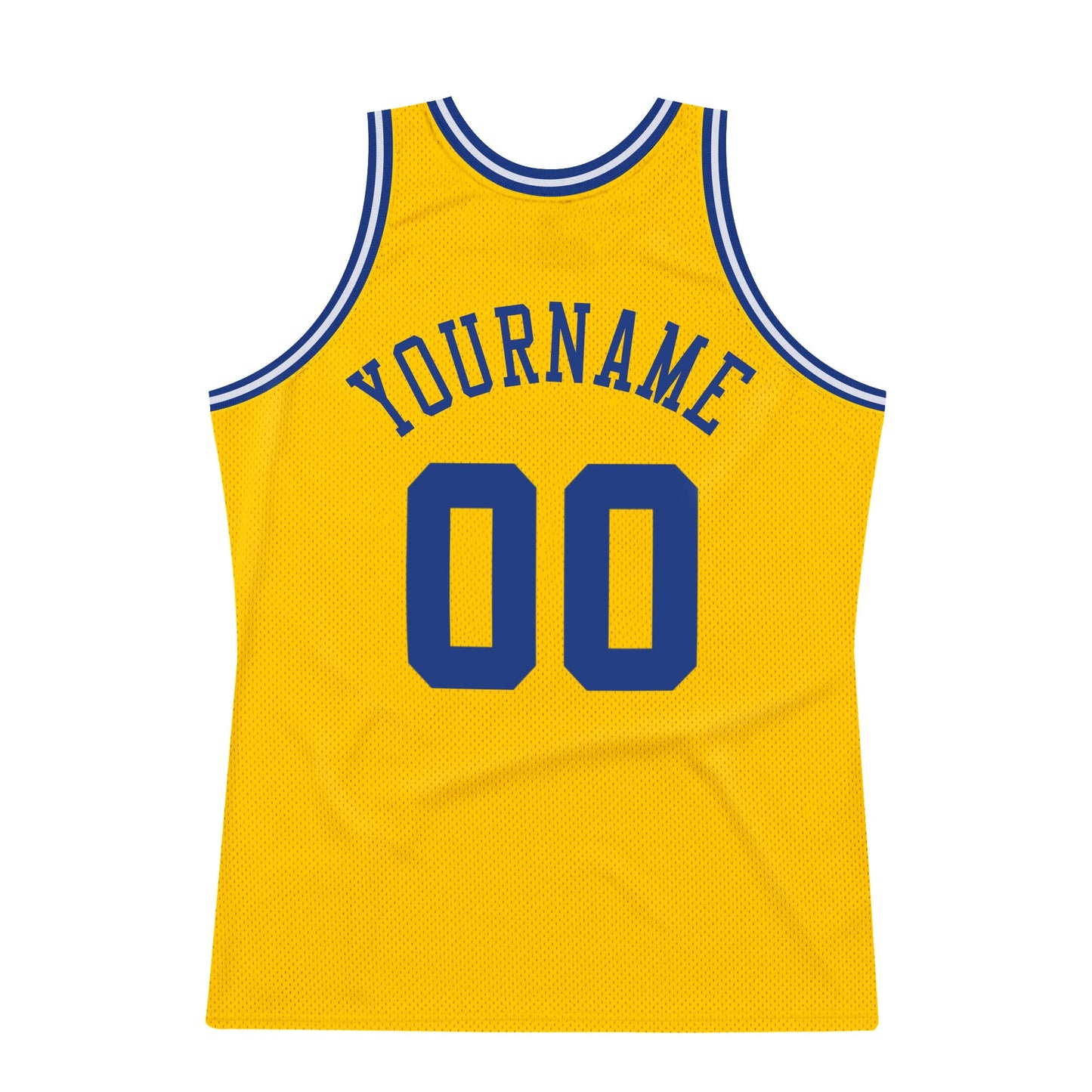 Custom Gold Royal-White Authentic Throwback Basketball Jersey view 6